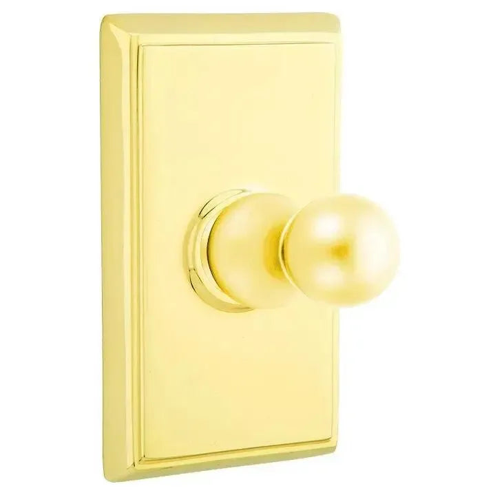 EmtekEmtek Traditional Brass Single Robe Hook With Rectangular Rosette in 