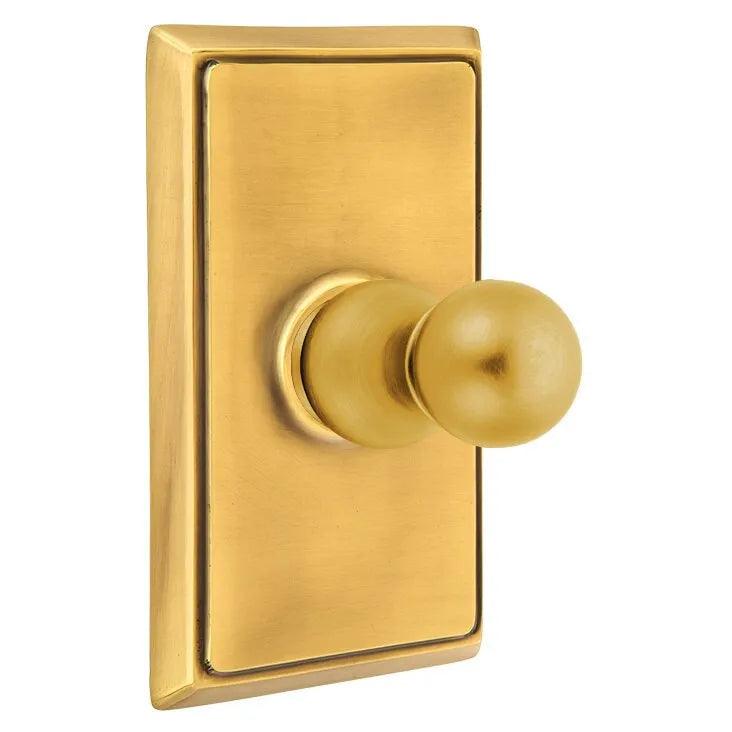 Emtek Traditional Brass Single Robe Hook With Rectangular Rosette in French Antique finish