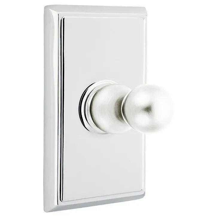 Emtek Traditional Brass Single Robe Hook With Rectangular Rosette in Polished Chrome finish