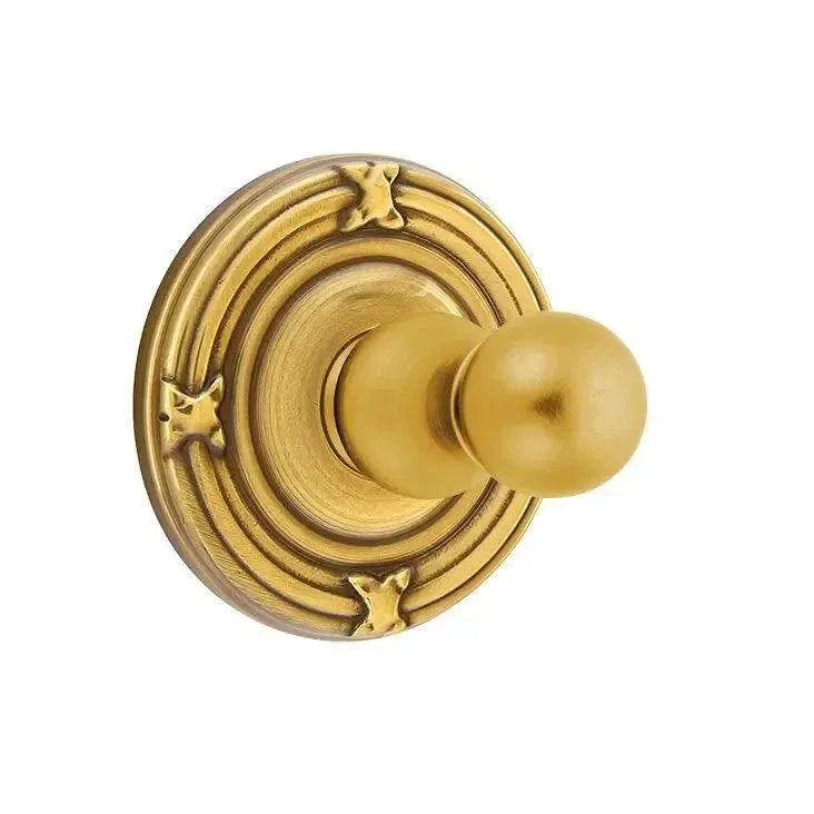 EmtekEmtek Traditional Brass Single Robe Hook With Ribbon & Reed Rosette in 