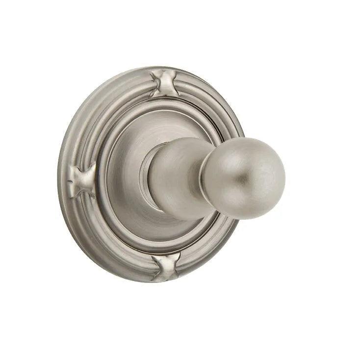 Emtek Traditional Brass Single Robe Hook With Ribbon & Reed Rosette in Pewter finish