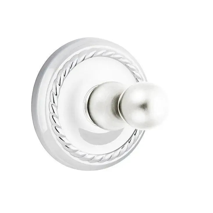 EmtekEmtek Traditional Brass Single Robe Hook With Rope Rosette in 