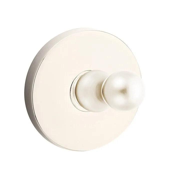 Emtek Traditional Brass Single Robe Hook With Small Disc Rosette in Lifetime Polished Nickel finish