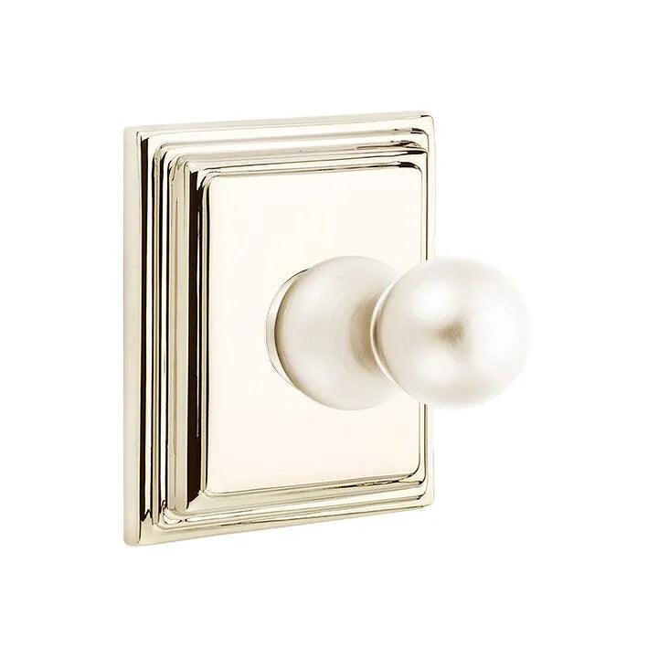 Emtek Traditional Brass Single Robe Hook With Wilshire Rosette in Lifetime Polished Nickel finish