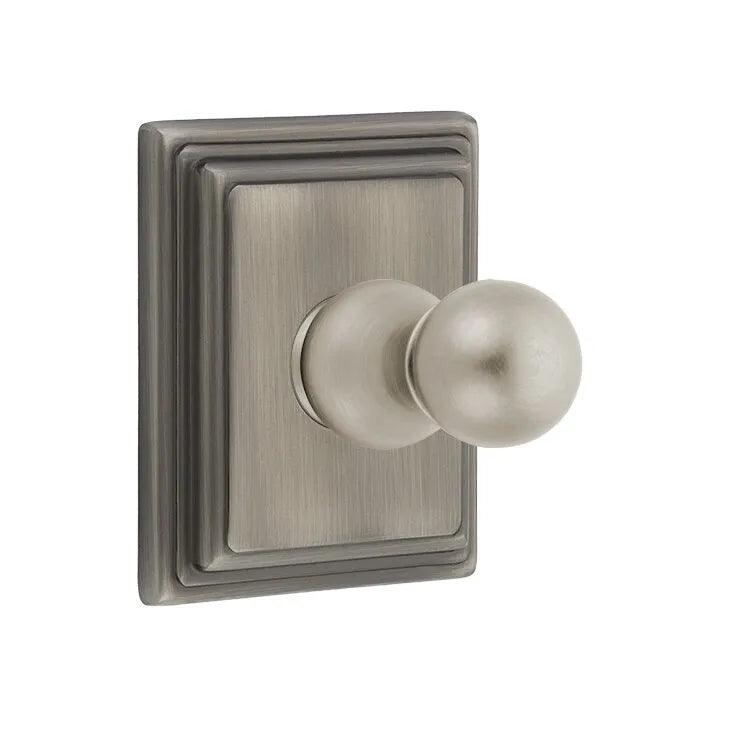 Emtek Traditional Brass Single Robe Hook With Wilshire Rosette in Pewter finish