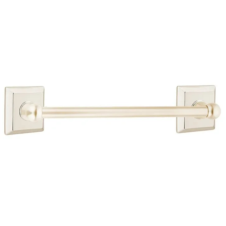 The Emtek Traditional Brass Towel Bar with Quincy Rosette in finish.