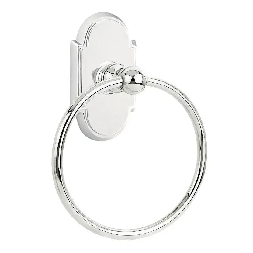 EmtekEmtek Traditional Brass Towel Ring with #8 Rosette in 