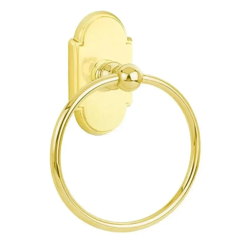 EmtekEmtek Traditional Brass Towel Ring with #8 Rosette in 
