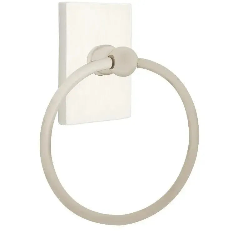 EmtekEmtek Traditional Brass Towel Ring with Modern Rectangular Rosette in 