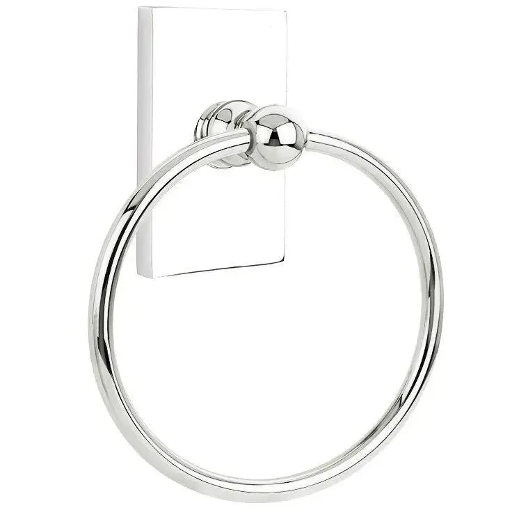 EmtekEmtek Traditional Brass Towel Ring with Modern Rectangular Rosette in 