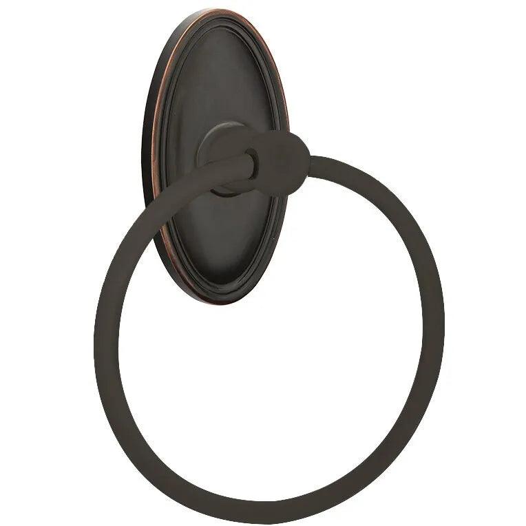 Emtek Traditional Brass Towel Ring (6 7/8" Overall) With Oval Rosette in Oil Rubbed Bronze finish