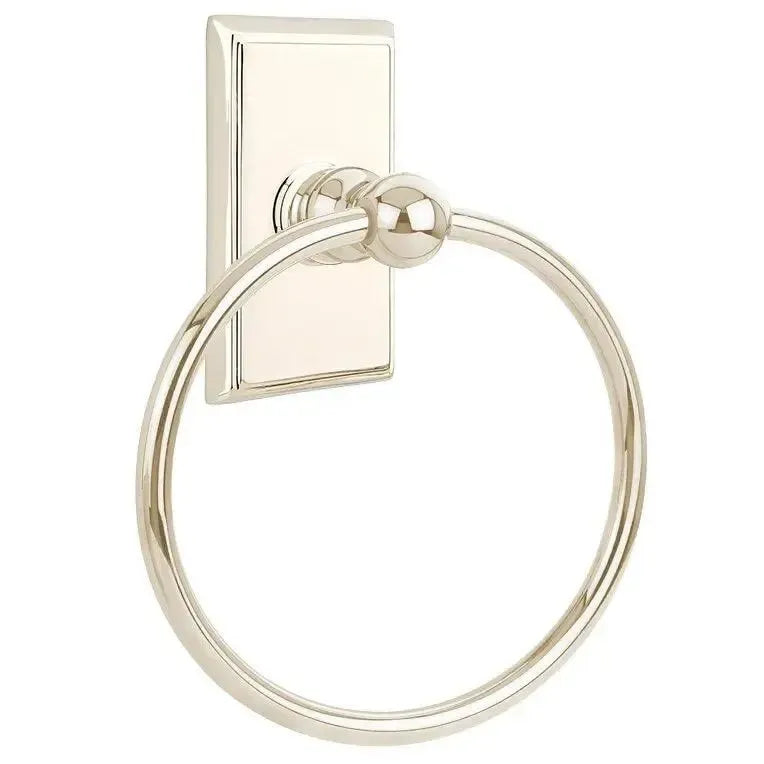 EmtekEmtek Traditional Brass Towel Ring with Rectangular Rosette in 