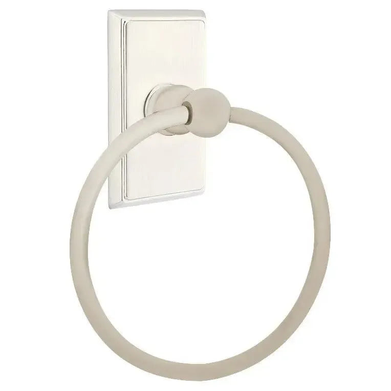 EmtekEmtek Traditional Brass Towel Ring with Rectangular Rosette in 