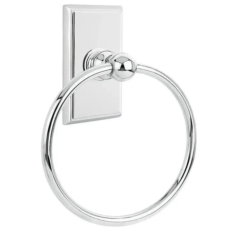 EmtekEmtek Traditional Brass Towel Ring with Rectangular Rosette in 