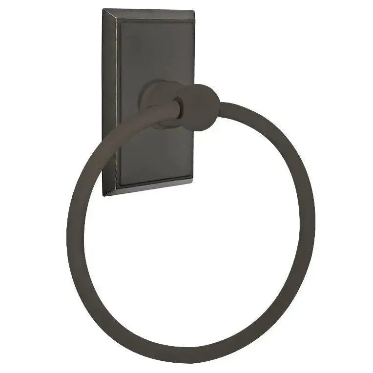 EmtekEmtek Traditional Brass Towel Ring with Rectangular Rosette in 