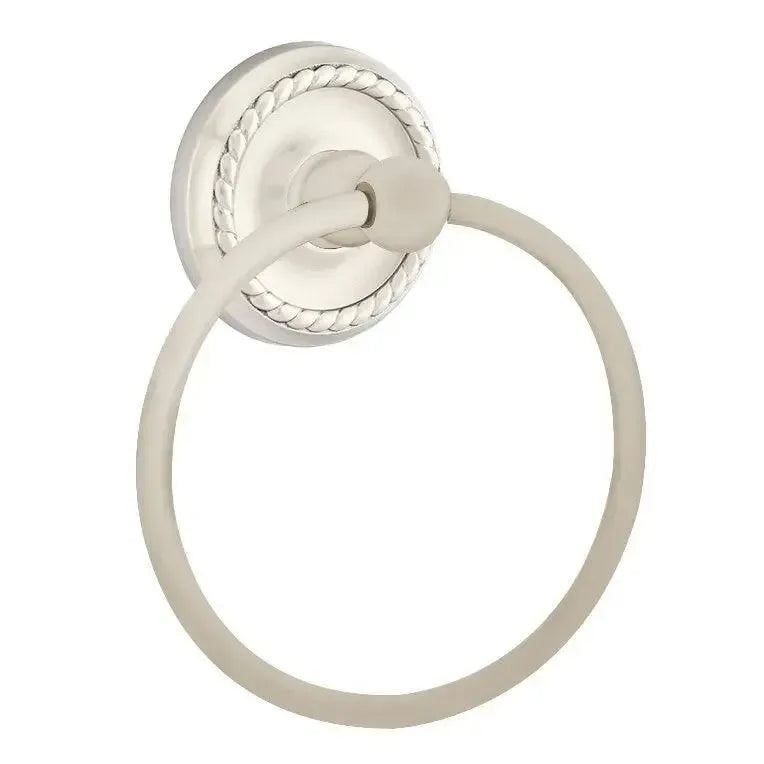 EmtekEmtek Traditional Brass Towel Ring with Rope Rosette in 