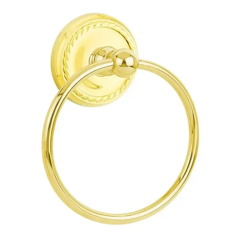 EmtekEmtek Traditional Brass Towel Ring with Rope Rosette in 