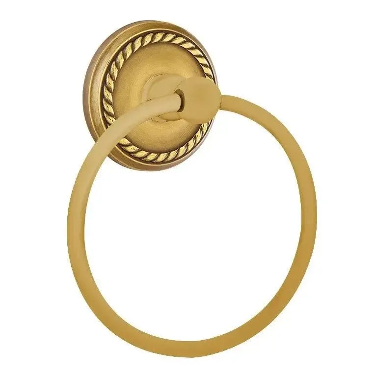 EmtekEmtek Traditional Brass Towel Ring with Rope Rosette in 