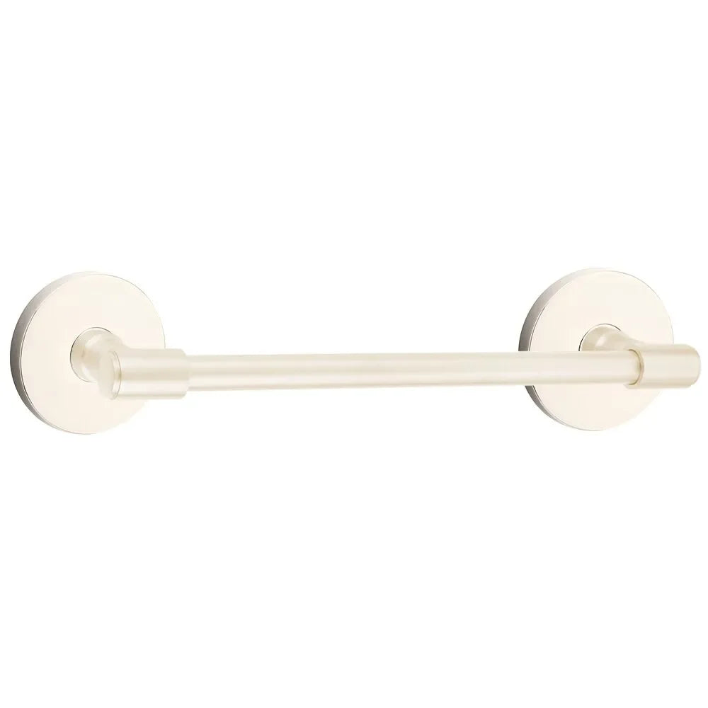 Emtek Transitional Brass Towel Bar with Disk Rosette Lifetime Polished Nickel
