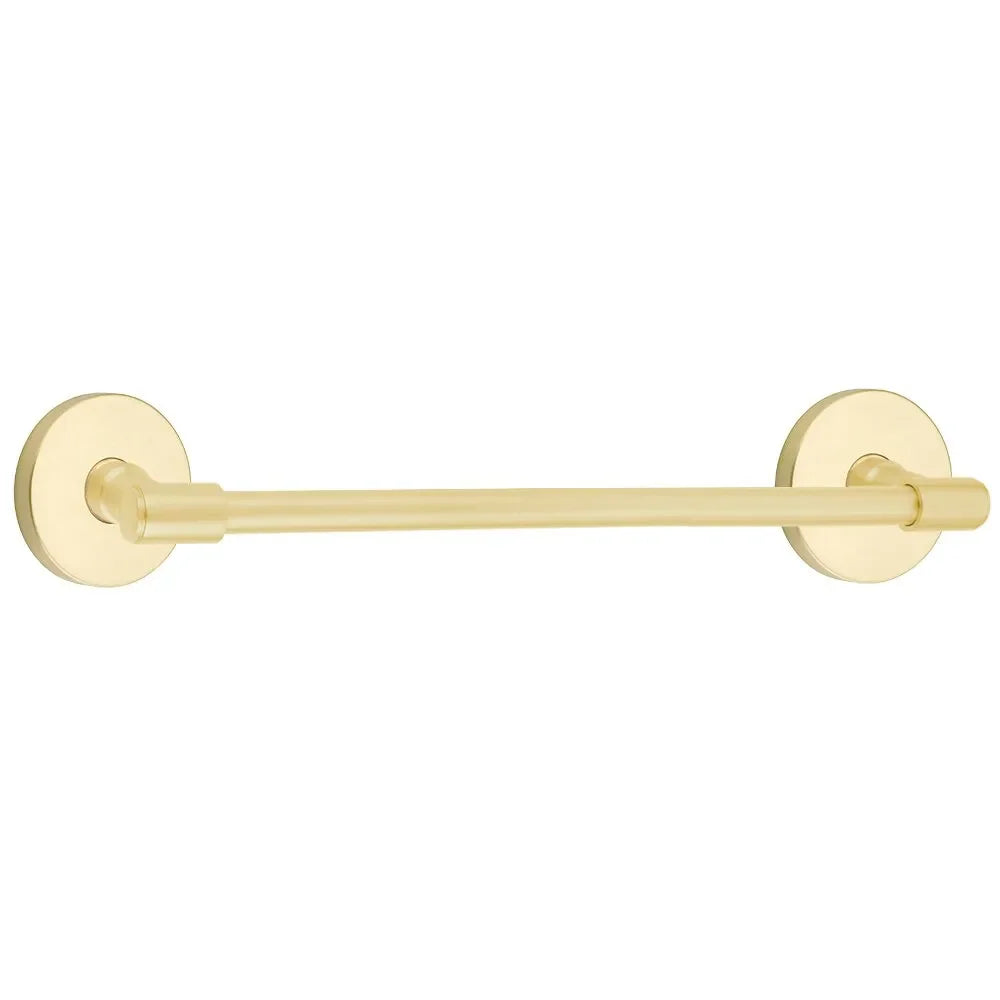 Emtek Transitional Brass Towel Bar with Disk Rosette Satin Brass