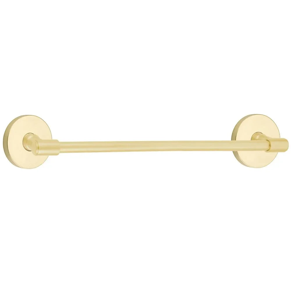 Emtek Transitional Brass Towel Bar with Disk Rosette Satin Brass