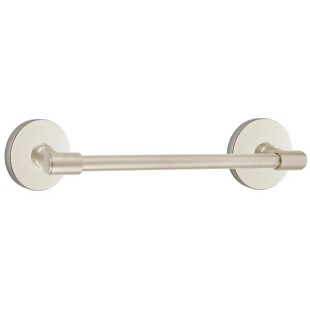 Emtek Transitional Brass Towel Bar with Disk Rosette Satin Nickel