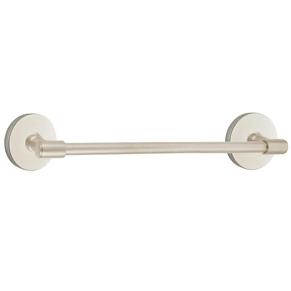 Emtek Transitional Brass Towel Bar with Disk Rosette Satin Nickel