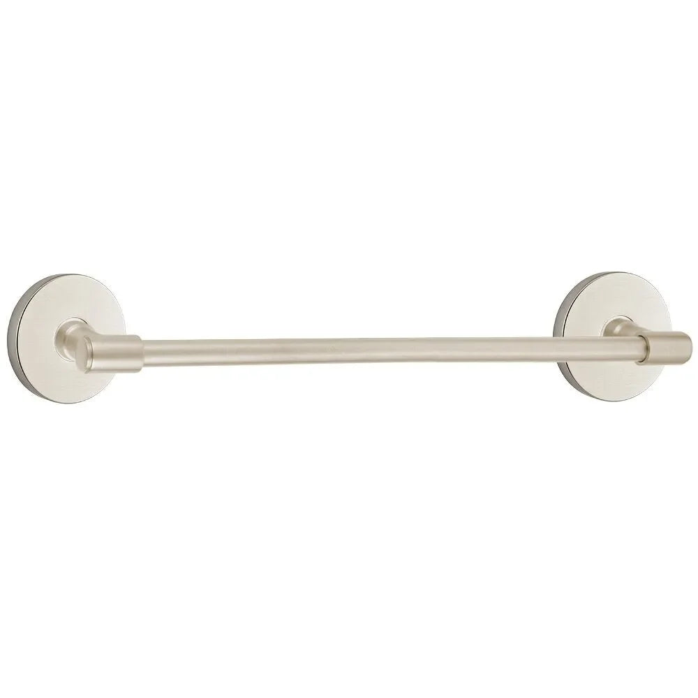 Emtek Transitional Brass Towel Bar with Disk Rosette Satin Nickel