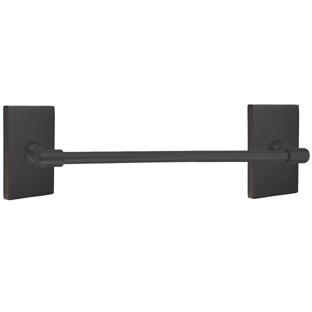 EmtekEmtek Transitional Brass Towel Bar with Modern Rectangular Rosette in 