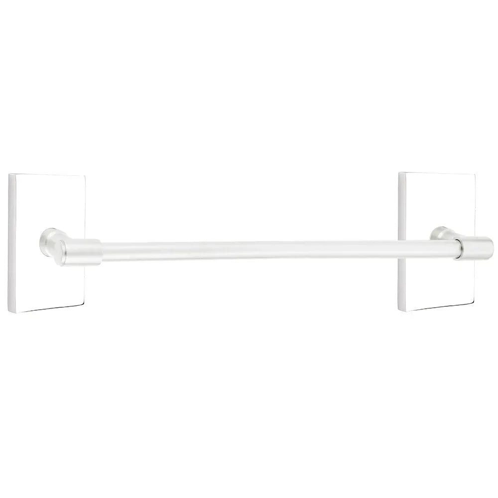 Emtek Transitional Brass Towel Bar with Modern Rectangular Rosette Polished Chrome