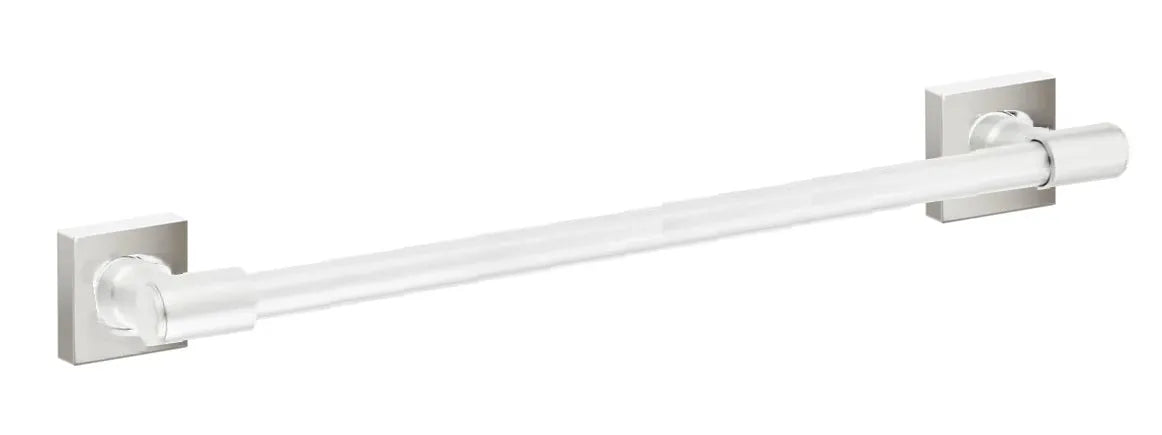 Emtek Transitional Brass Towel Bar with Small Square Rosette in Lifetime Polished Nickel finish