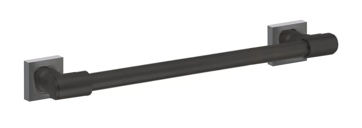 Emtek Transitional Brass Towel Bar with Small Square Rosette in Oil Rubbed Bronze finish