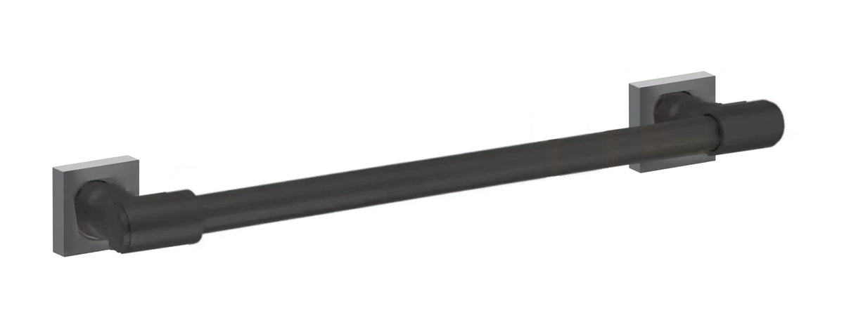 Emtek Transitional Brass Towel Bar with Small Square Rosette in Oil Rubbed Bronze finish
