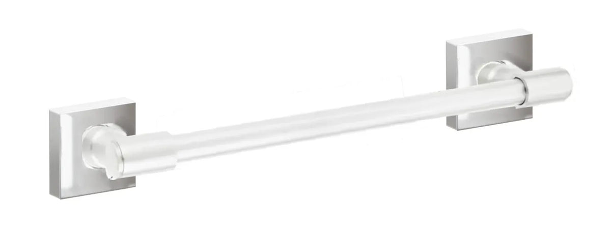 Emtek Transitional Brass Towel Bar with Small Square Rosette in Polished Chrome finish