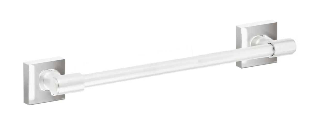 Emtek Transitional Brass Towel Bar with Small Square Rosette in Polished Chrome finish