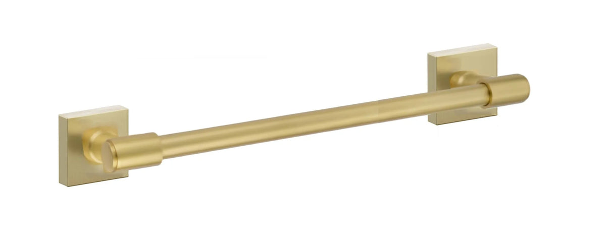 Emtek Transitional Brass Towel Bar with Small Square Rosette in Satin Brass finish