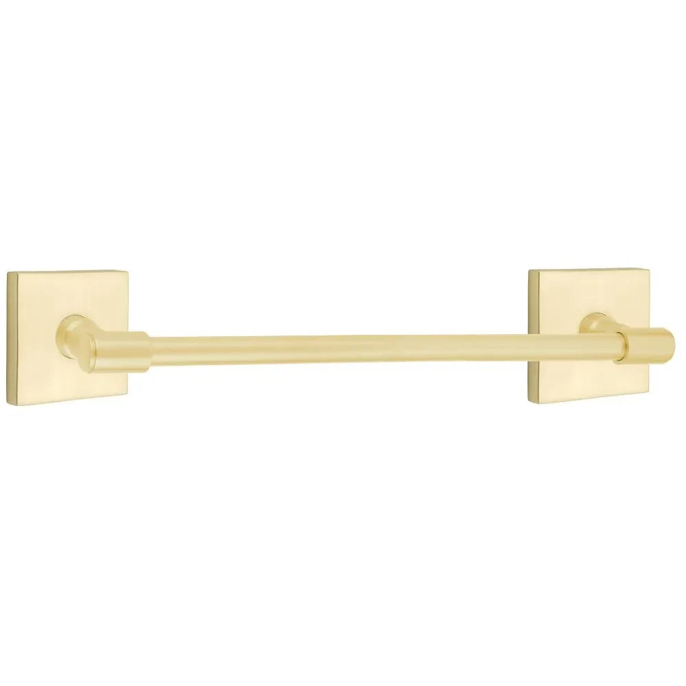 EmtekEmtek Transitional Brass Towel Bar with Square Rosette in 