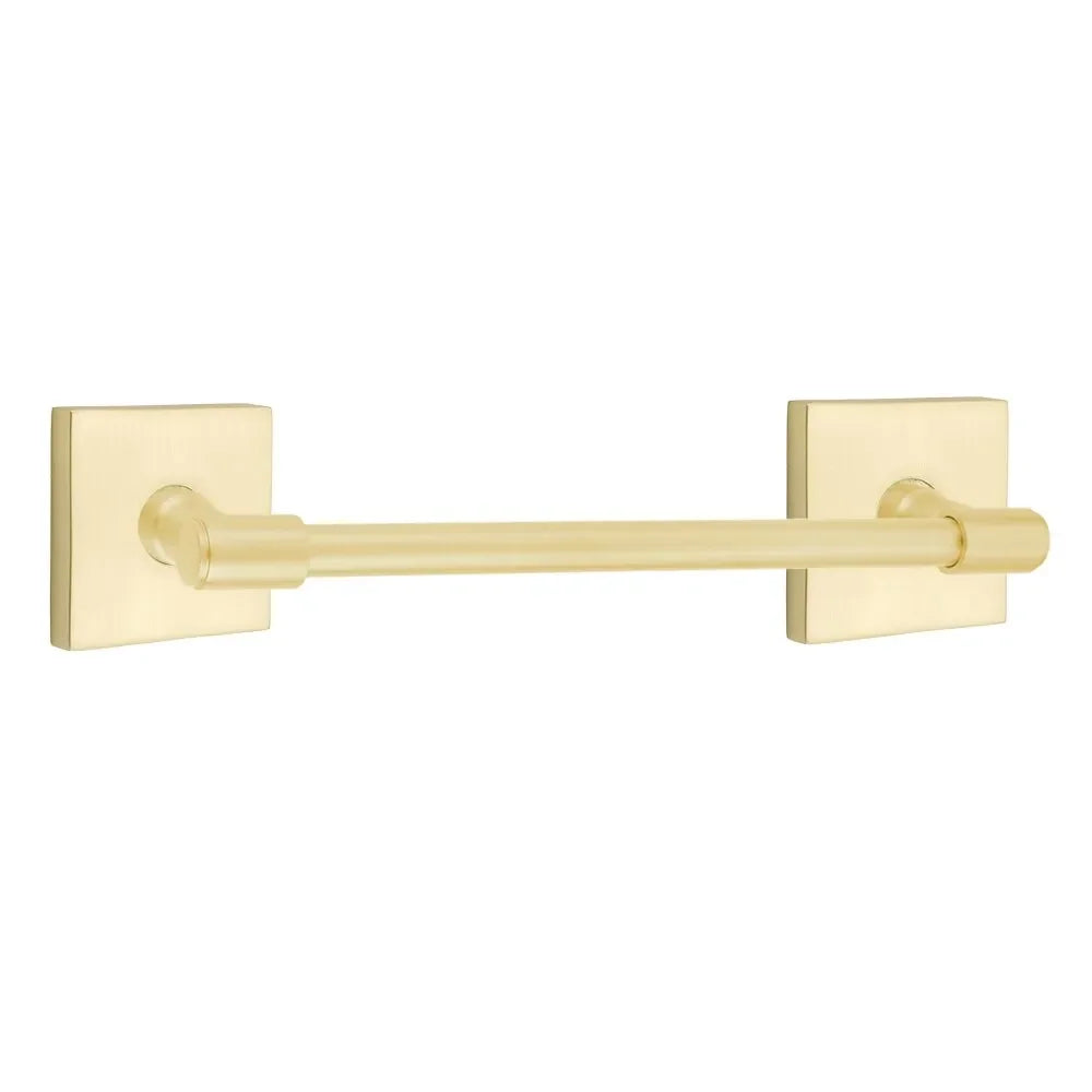 EmtekEmtek Transitional Brass Towel Bar with Square Rosette in 