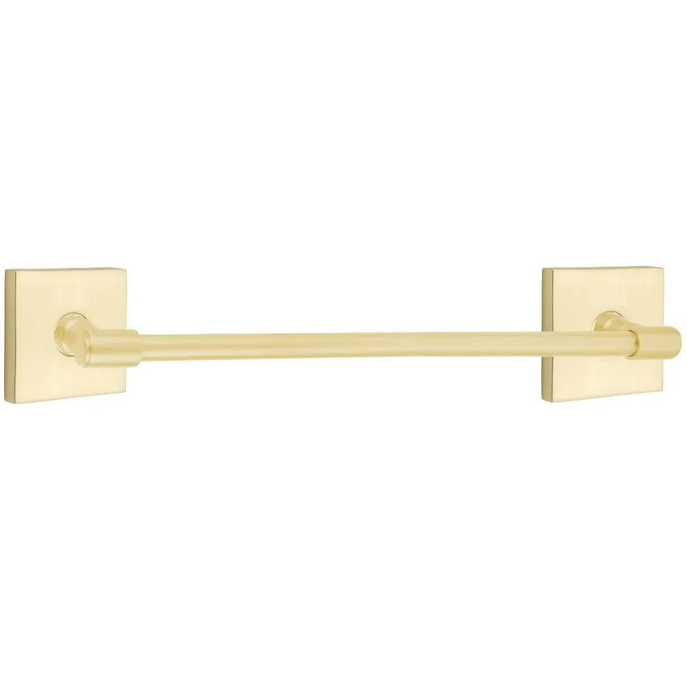EmtekEmtek Transitional Brass Towel Bar with Square Rosette in 