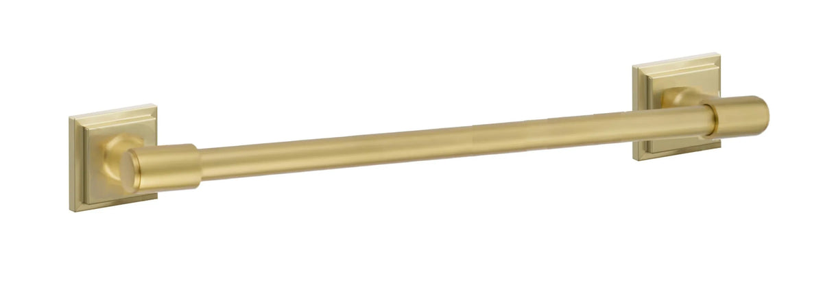 Emtek Transitional Brass Towel Bar with Step Square Rosette in Satin Brass finish