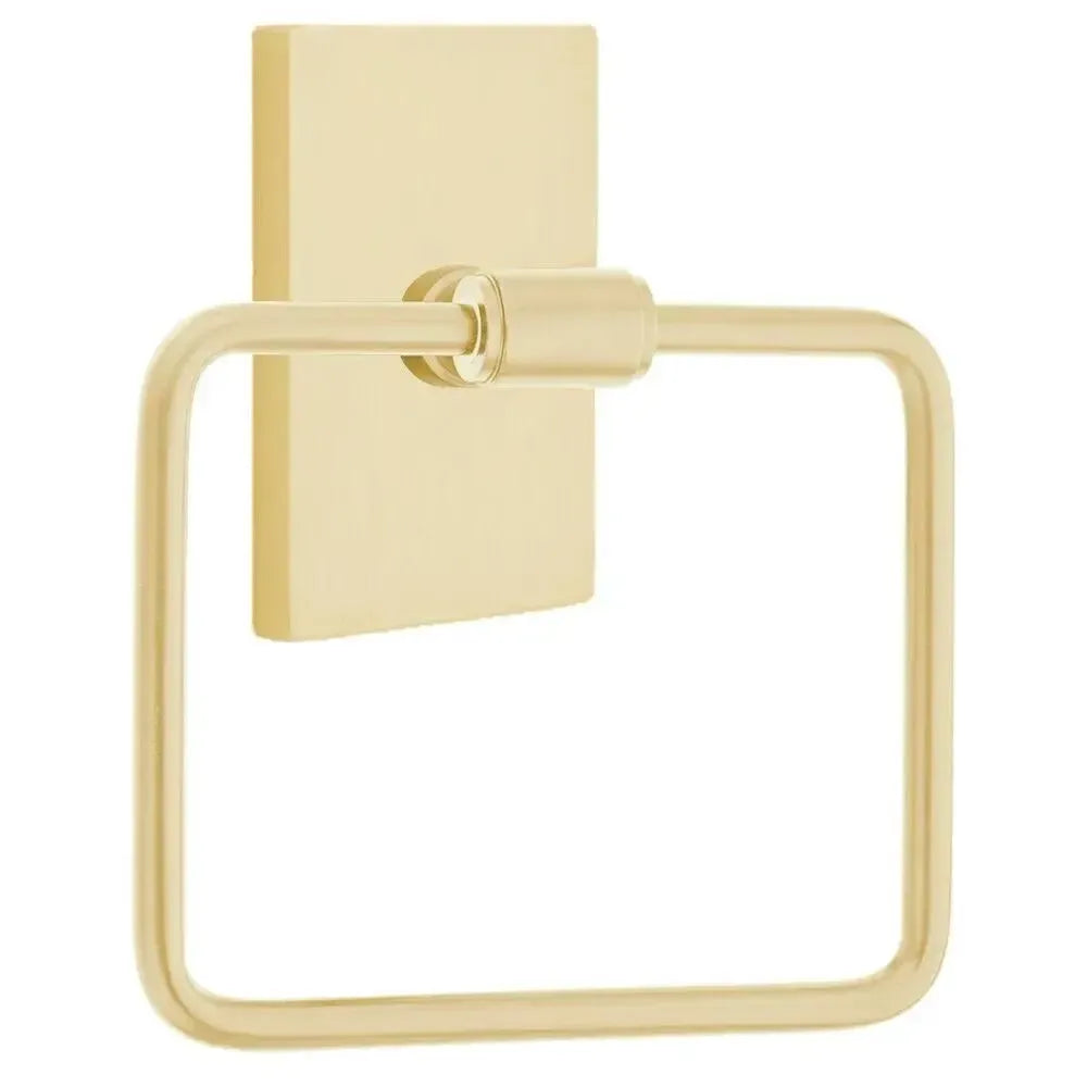 EmtekEmtek Transitional Brass Towel Ring with Modern Rectangular Rosette in 
