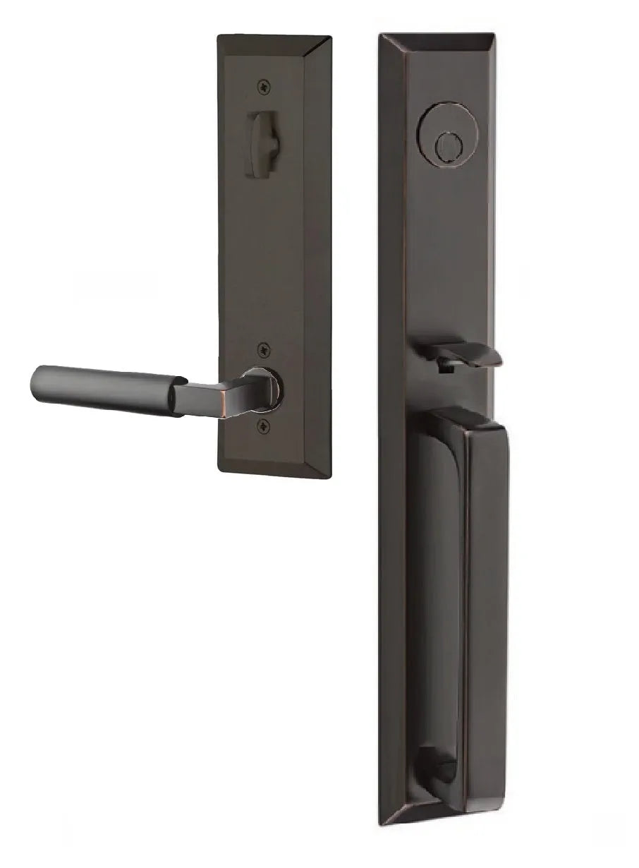 Emtek Transitional Heritage Full Length Handleset with Hercules Lever in Oil Rubbed Bronze finish