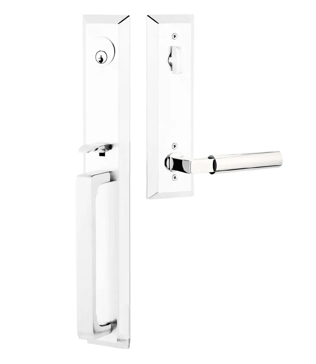 Emtek Transitional Heritage Full Length Handleset with Hercules Lever in Polished Chrome finish