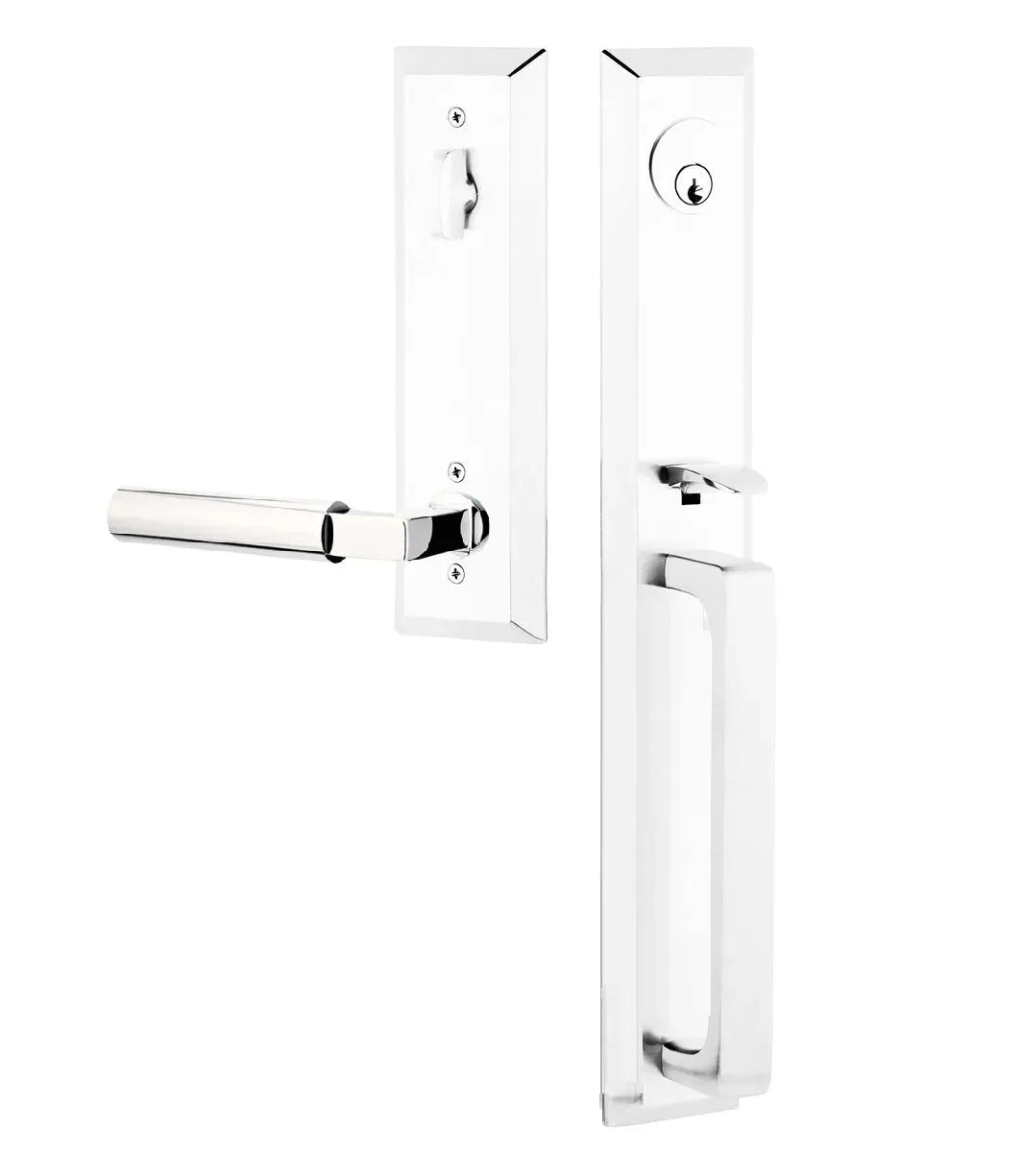 Emtek Transitional Heritage Full Length Handleset with Hercules Lever in Polished Chrome finish