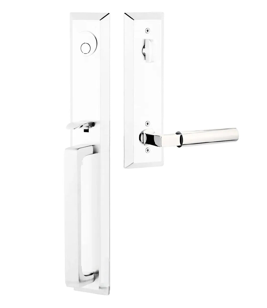 Emtek Transitional Heritage Full Length Handleset with Hercules Lever in Polished Chrome finish