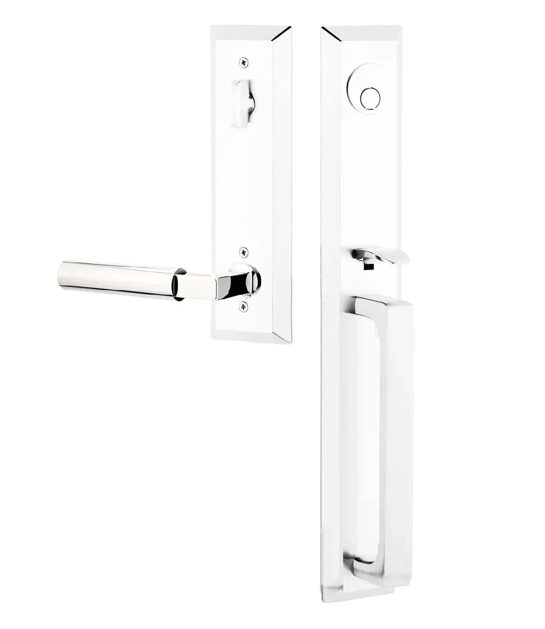 Emtek Transitional Heritage Full Length Handleset with Hercules Lever in Polished Chrome finish