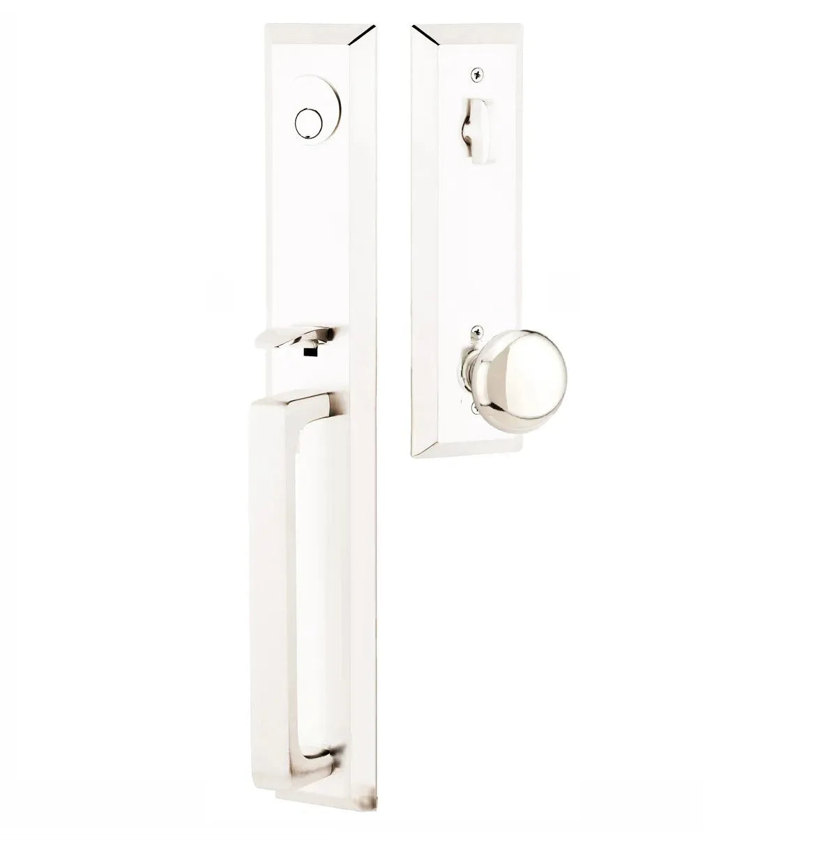 Emtek Transitional Heritage Full Length Handleset with Providence Knob in Lifetime Polished Nickel finish