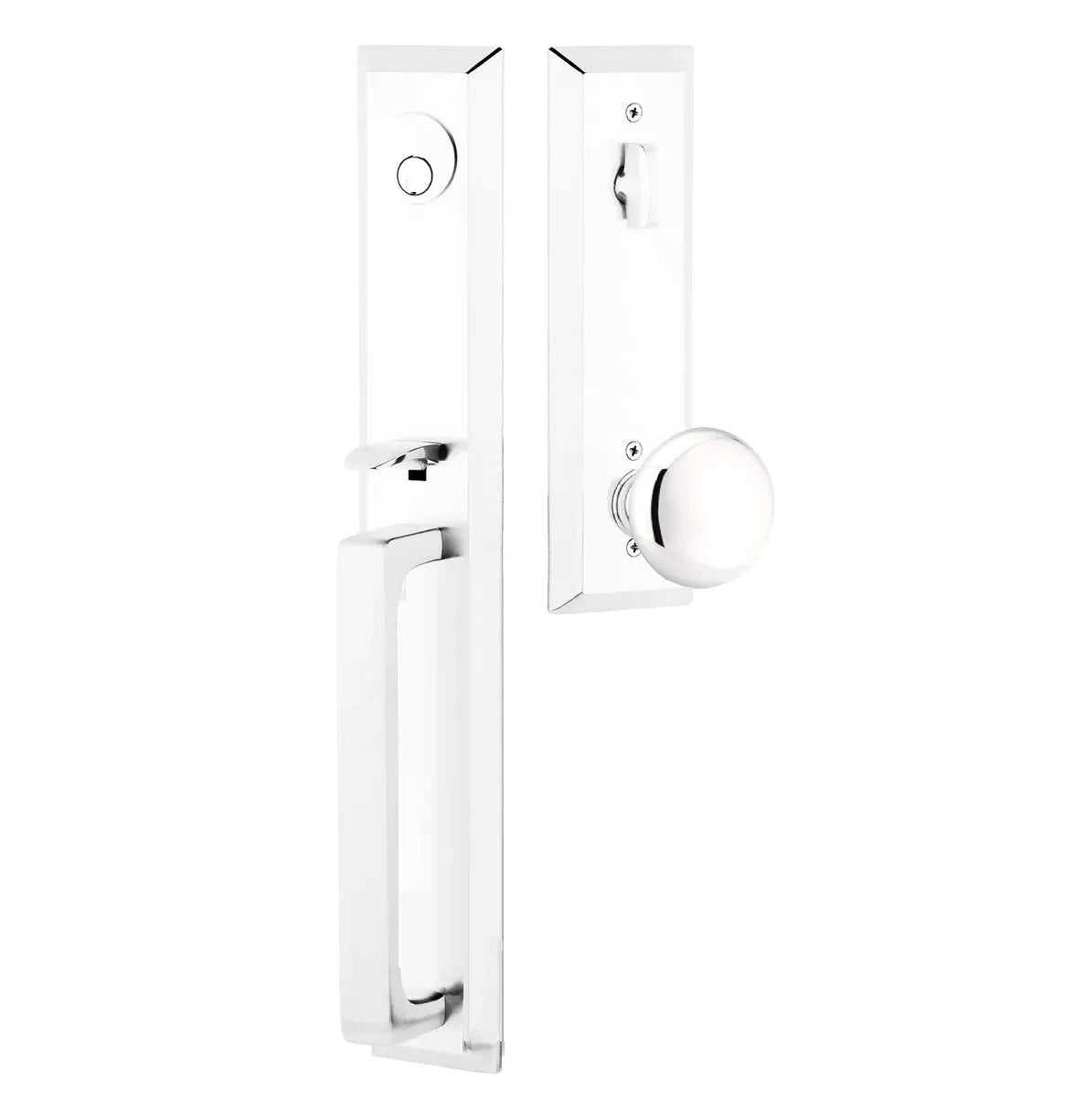 Emtek Transitional Heritage Full Length Handleset with Providence Knob in Polished Chrome finish