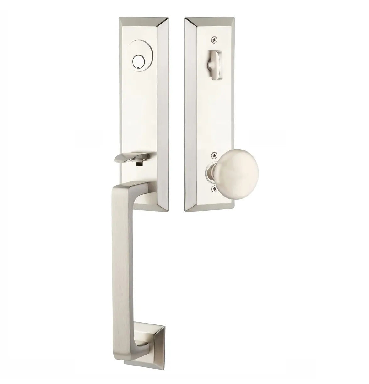 Emtek Transitional Heritage Monolithic Handleset with Providence Knob in Satin Nickel finish