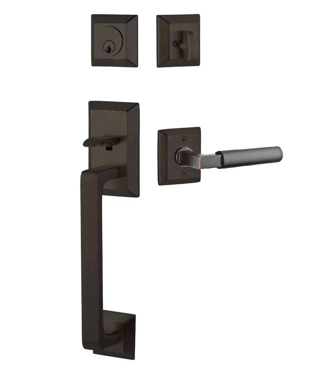 Emtek Transitional Heritage Sectional Handleset with Hercules Lever in Oil Rubbed Bronze finish